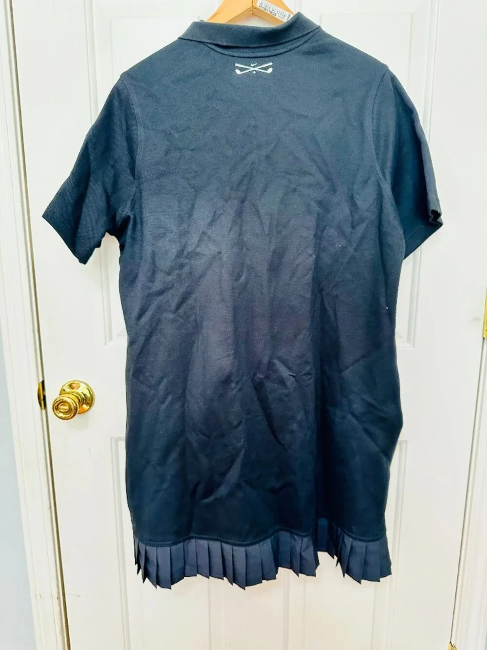 NIKE BLACK SPORTY GOLF SHIRT DRESS WITH PLEATED BOTTOM HEM XL $110